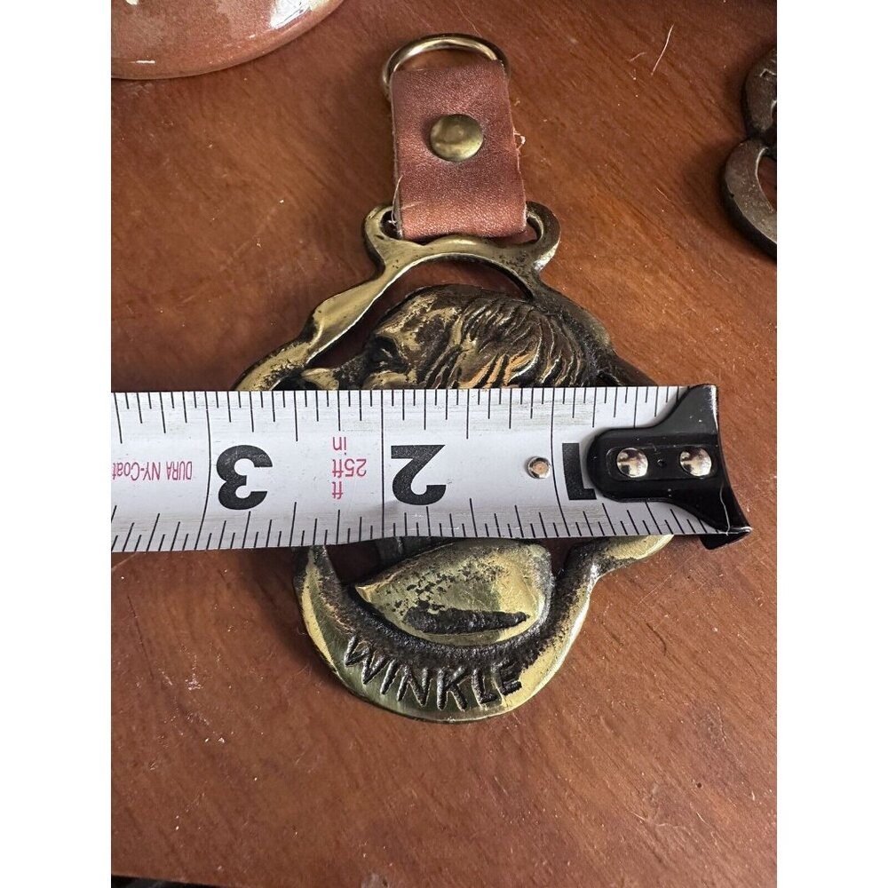 English Charles Dickens Winkle Harness Brass Horse Medallion Leather Strap - Picture 7 of 7